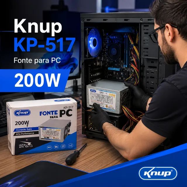 Fonte para PC ATX 200W Bivolt com SATA e Cabo Knup KP-517 - Foto 2