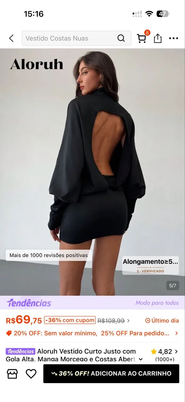 Vestido costas nuas SHEIN 