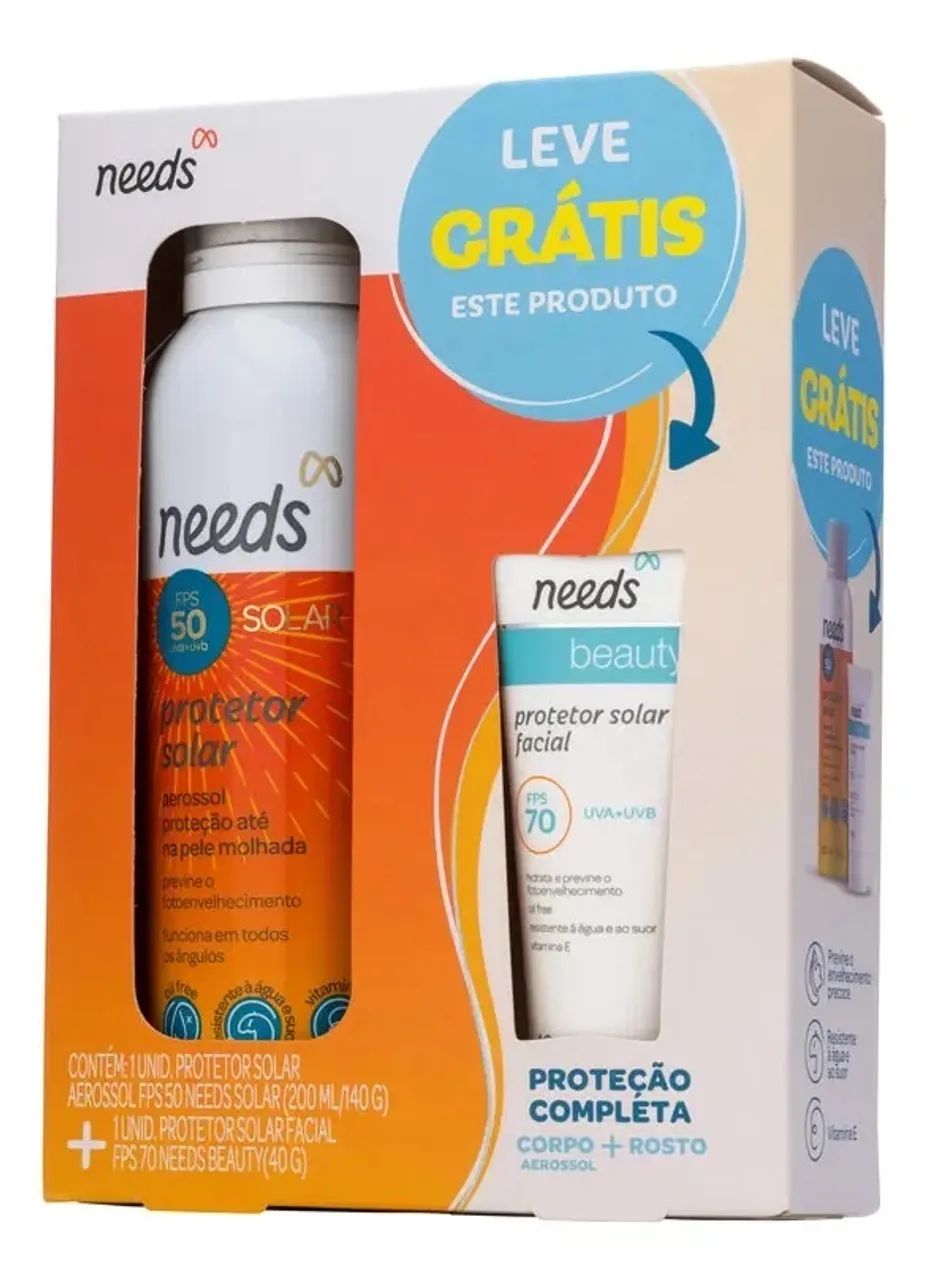 Kit Protetor Solar Needs Solar Needs Solar Em Aerossol 50FPS, Creme corporal 70FPS - Foto 4