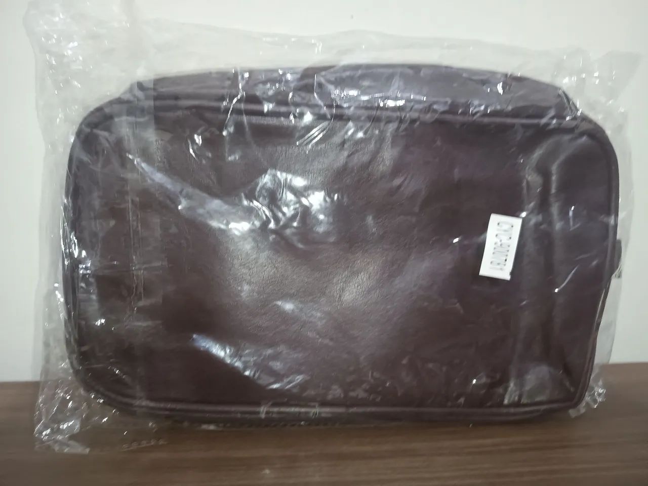 Necessaire em curvin marrom nova, 28x18cm  - Foto 2