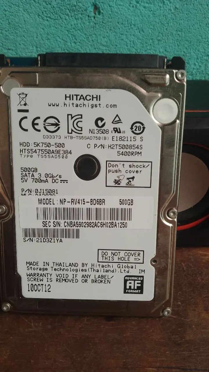 Hd de notebook hitashi 500 gigas 