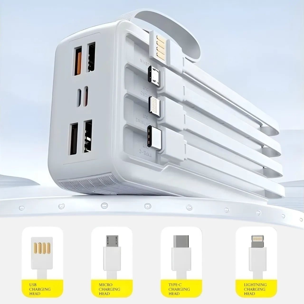 Power Bank Portátil 30.000mAh com 4 Cabos Integrados - Foto 2