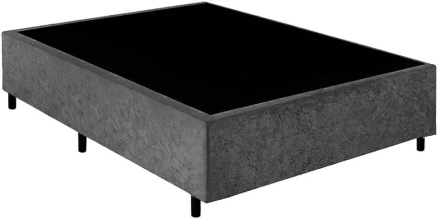 Cama Base Box Casal Veludo Cinza