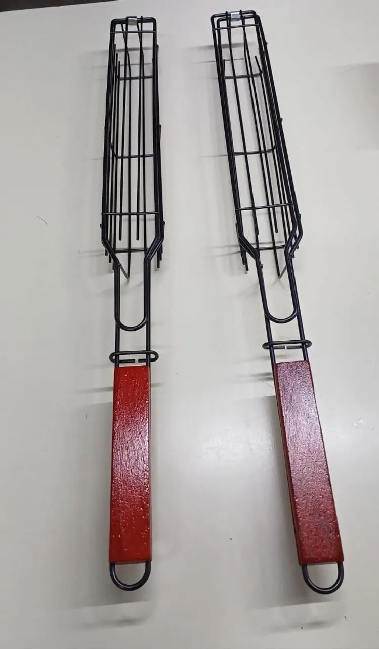 kit com 2 Grelha Cesta para Churrasco com Cabo - Foto 2