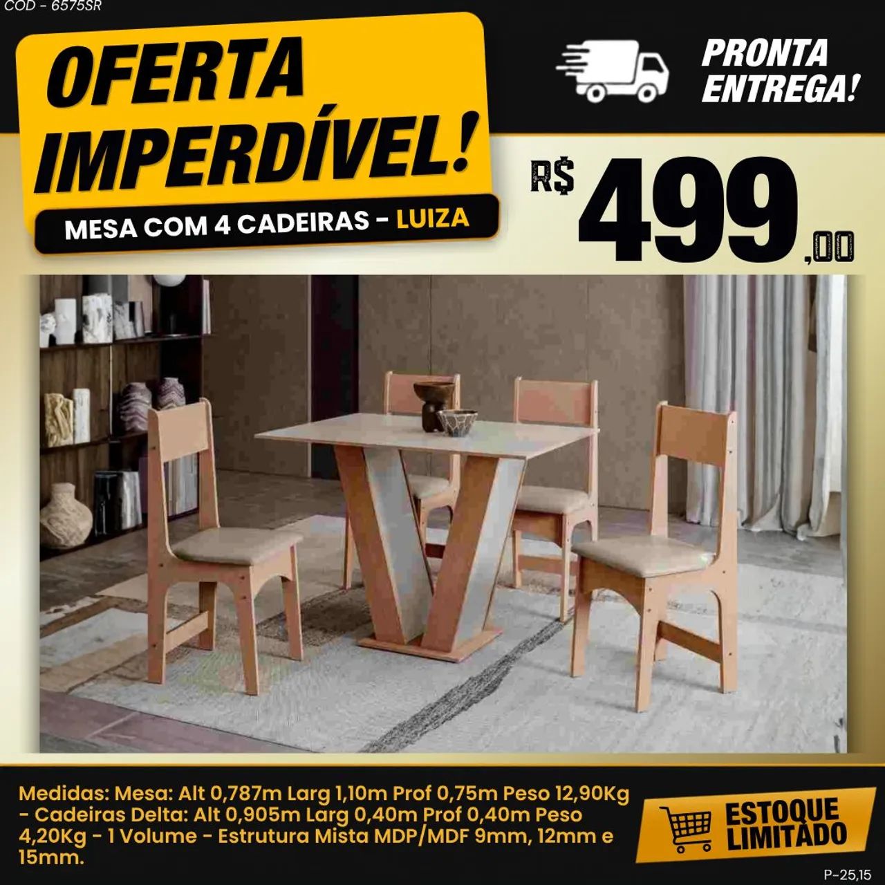 Mesa com 4 cadeiras - ENTREGA IMEDIATA  - Foto 2