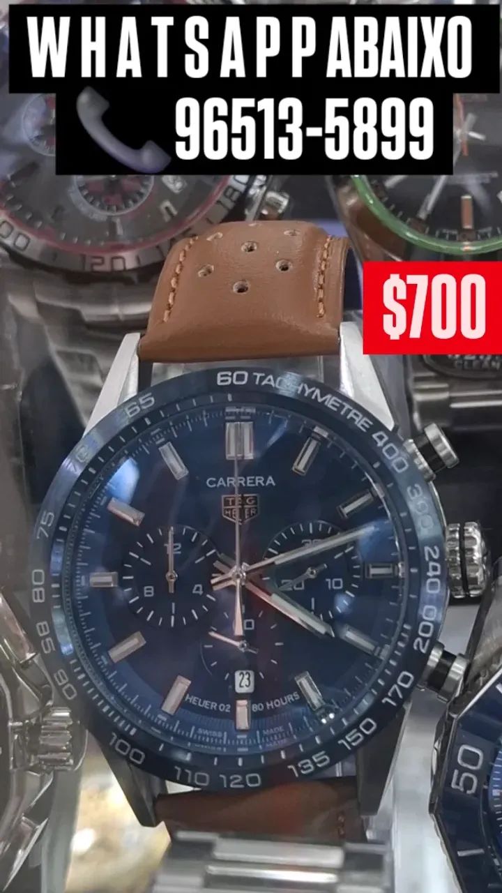 Relógio TAG HEUER CARRERA MOSTRADOR AZUL MULTIFUNCIONAL 
