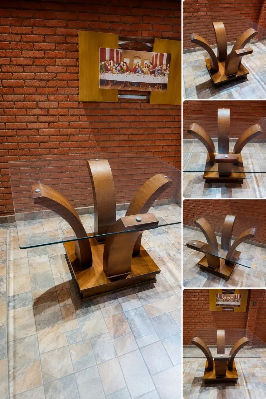 Mesa de Vidro Quadrada 1,40 x 1,40 m com Base - Foto 2