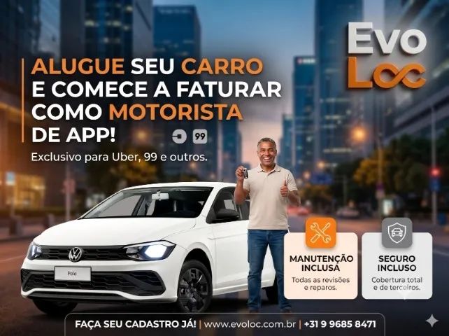 Aluguel de carro para motorista de App, Uber, 99, etc