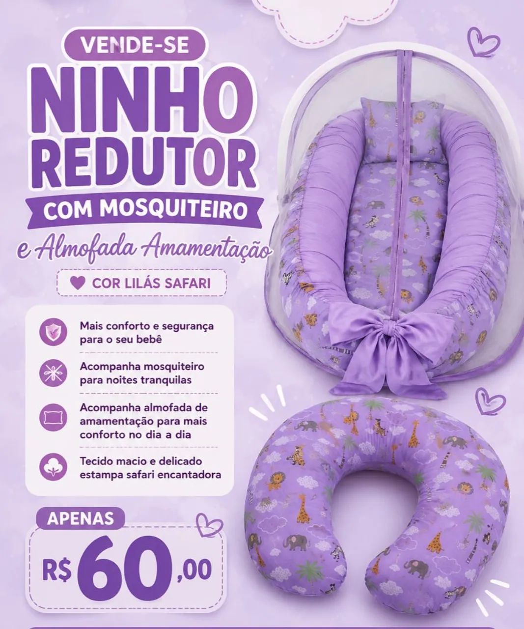 Kit ninho redutor+almofada amamentação 