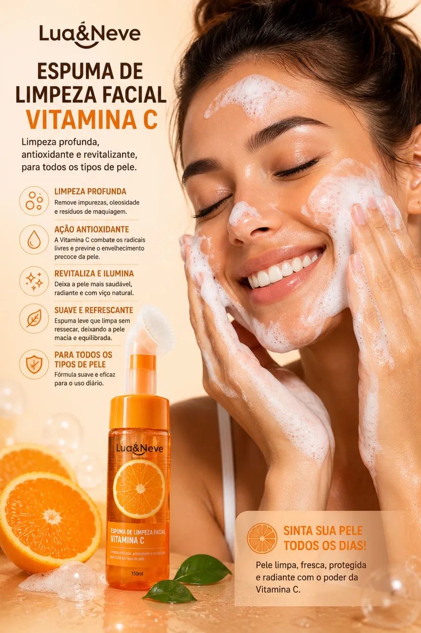 Espuma de Limpeza Facial Lua&Neve Vitamina C 150ml - Foto 4