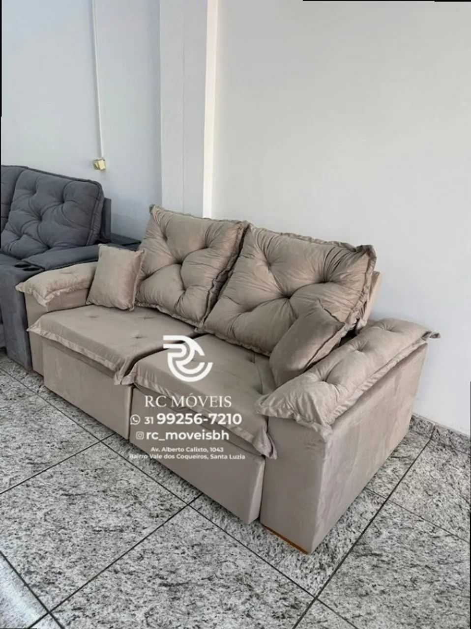 Sofá Retrátil e Reclinável 2m pillow 16cm  - tecido veludo - Foto 4