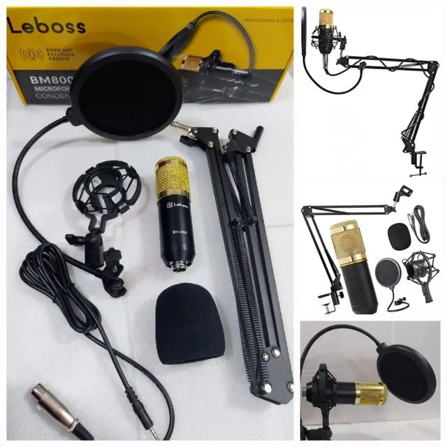 Microfone Condensador Com Suporte Articulado Leboss *ENTREGA GRÁTIS*