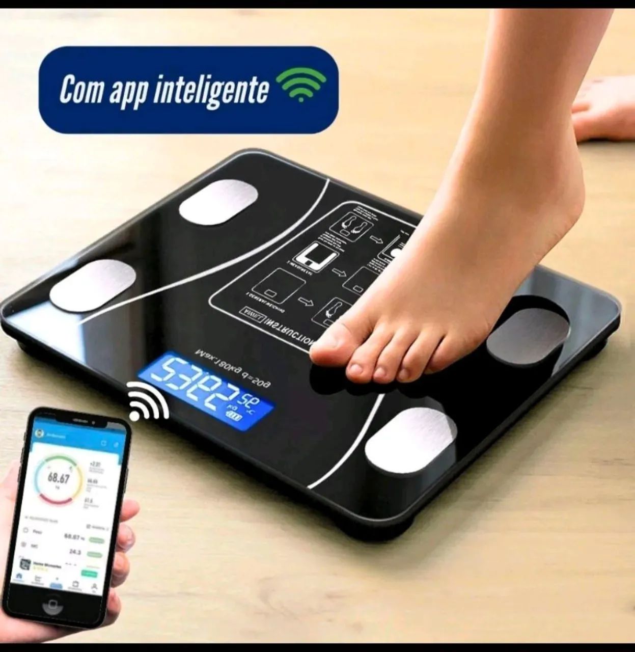 Balança Digital Com Aplicativo Medidora Corporal Bioimpedância até 180kg