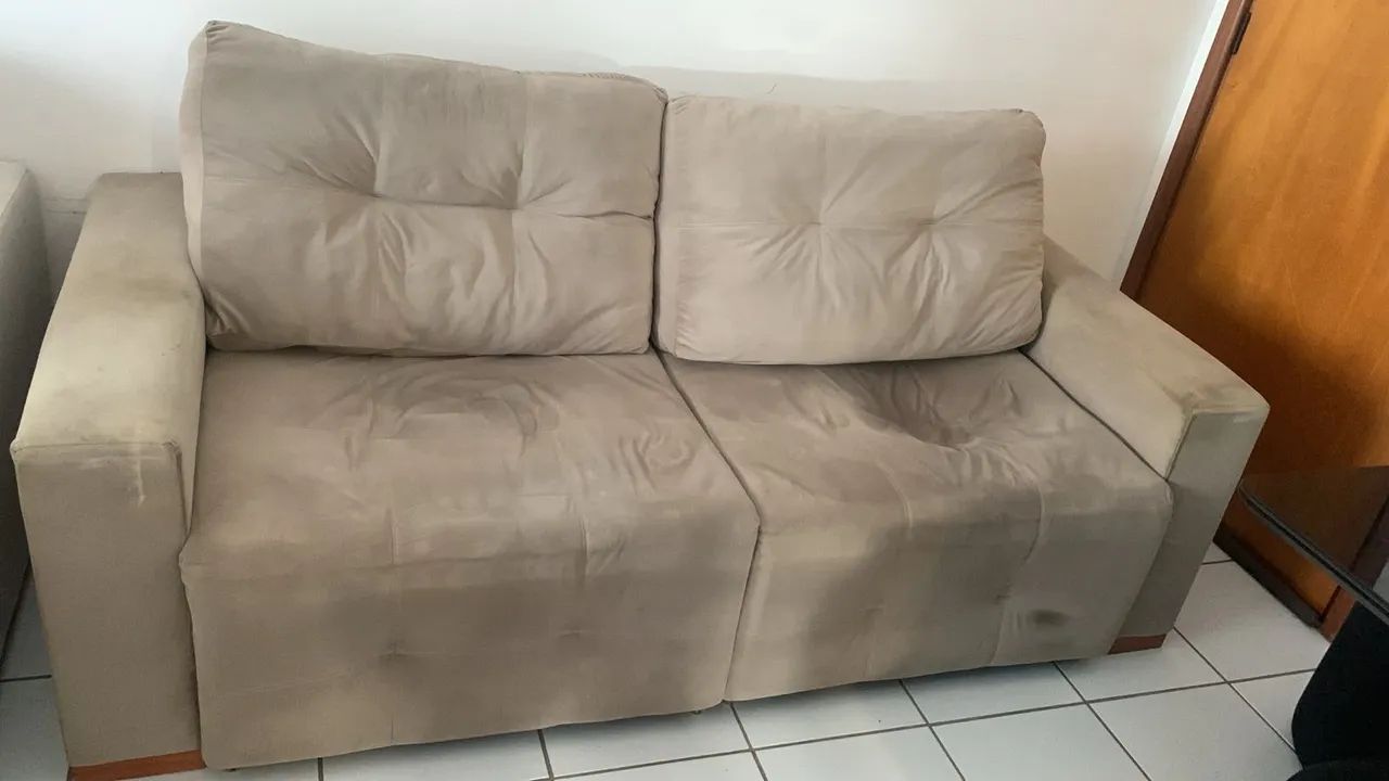 Sofá Retrátil  Suede Bege - Alto Padrão - Foto 4