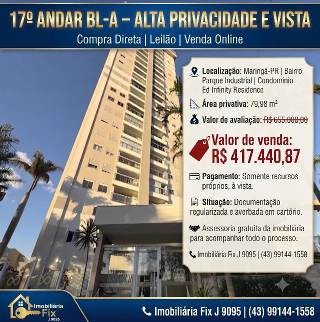 ? 17º ANDAR BL-A - ALTA PRIVACIDADE E VISTA