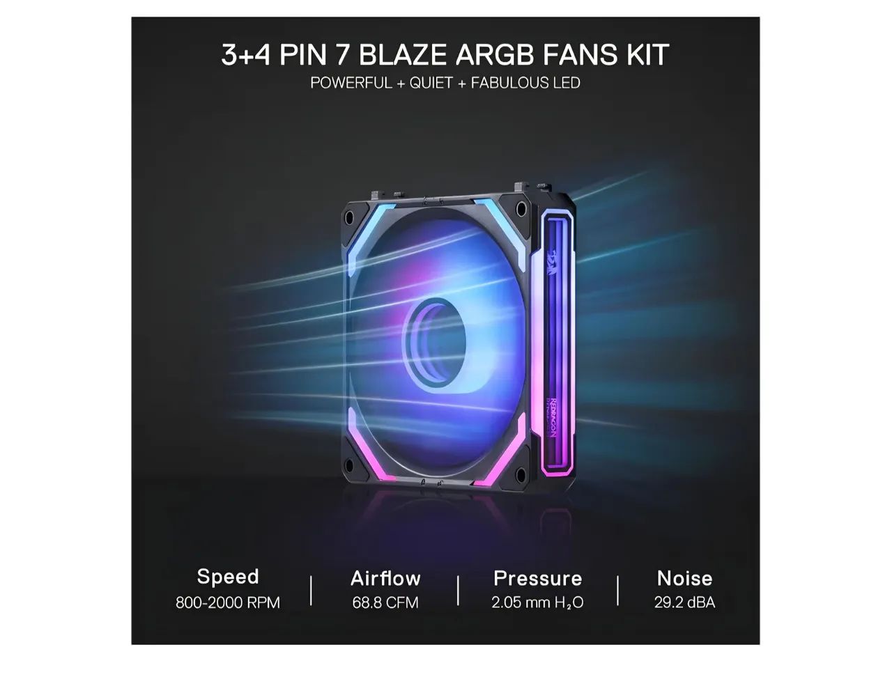 Kit com 3 Fans Redragon ARGB Infinity Mirror Pretas Interligáveis 120 mm - Foto 2