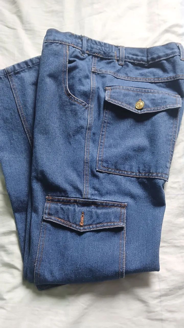 Calça jeans cargo 44  - Foto 4