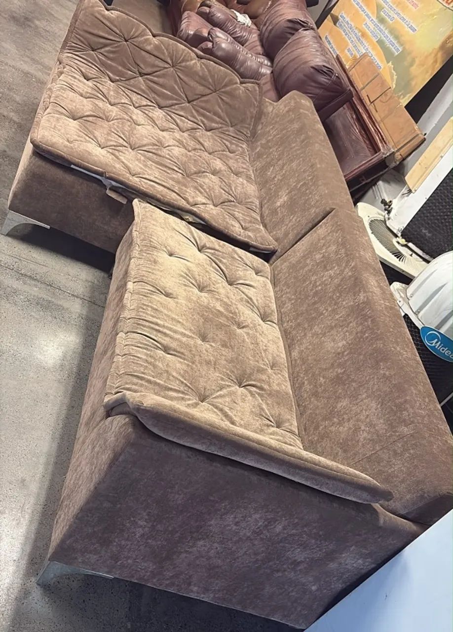  Sofá Cama 5 Lugares Reclinável Com Chaise marrom  - Foto 3