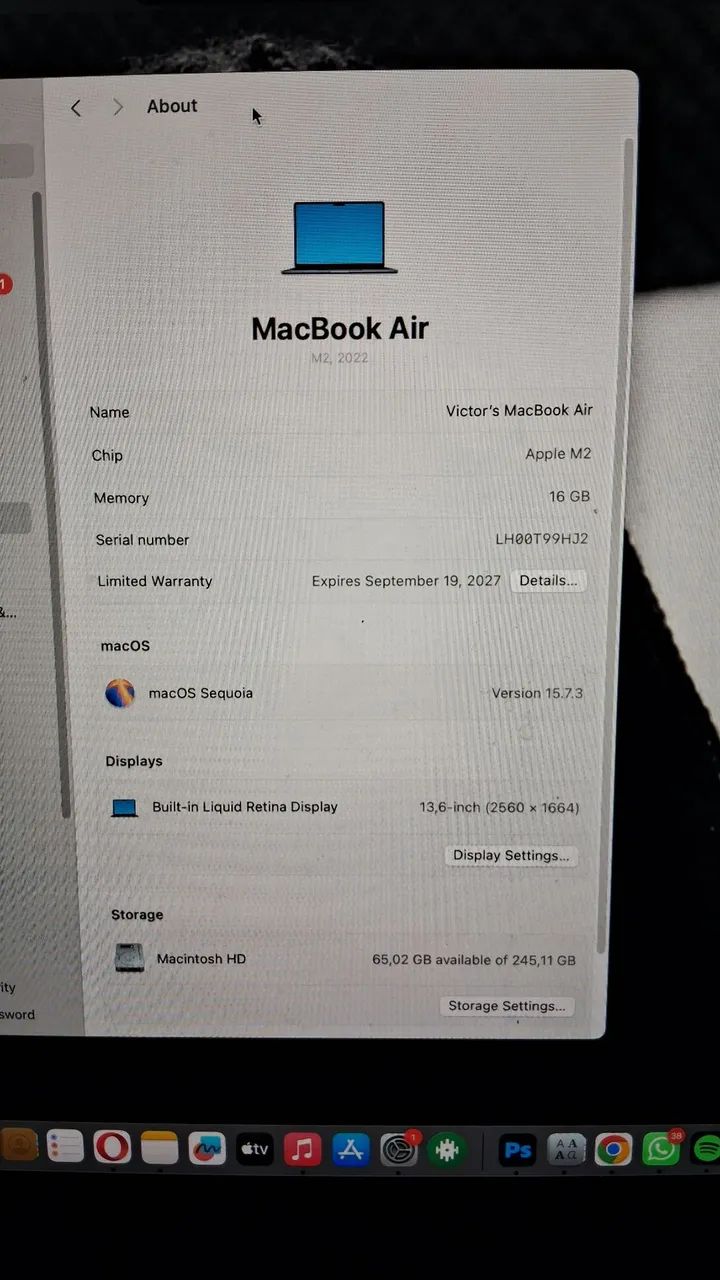 MacBook Air M2 2022 (16GB RAM / 256GB SSD) - Bateria 100% (Impecável) - Foto 4