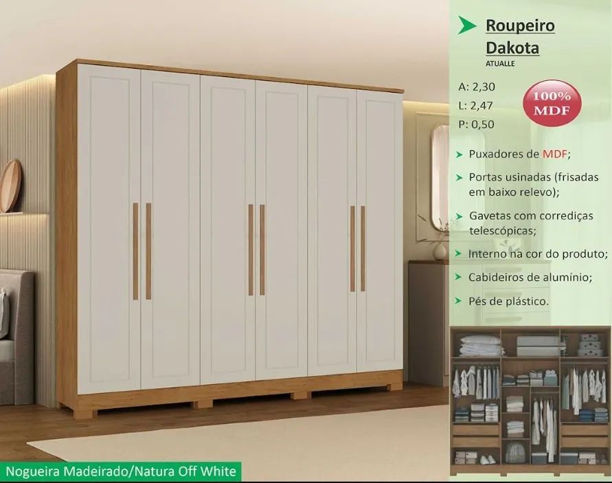 ROUPEIRO DAKOTA 2060 6P MDF - Foto 2