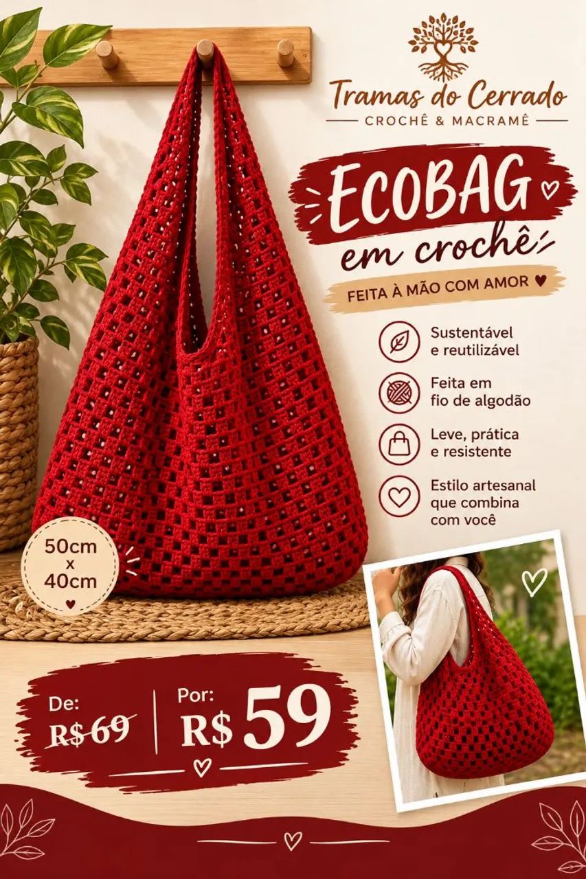 Ecobag bolsa de Crochê 