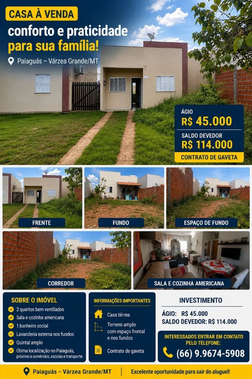 Vendo Ágio $45mil - Casa no Paiaguás 