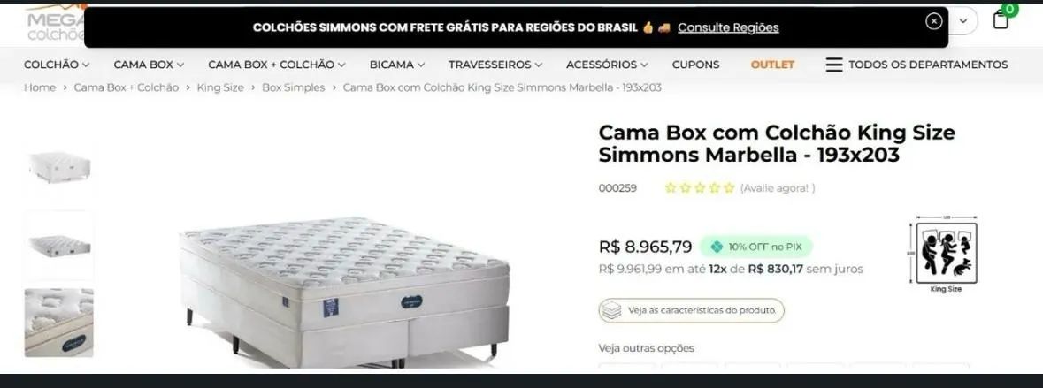 Base de Cama King Size Marbella king  2,03x1,93  obs: SEM COLCHÃO - Foto 2