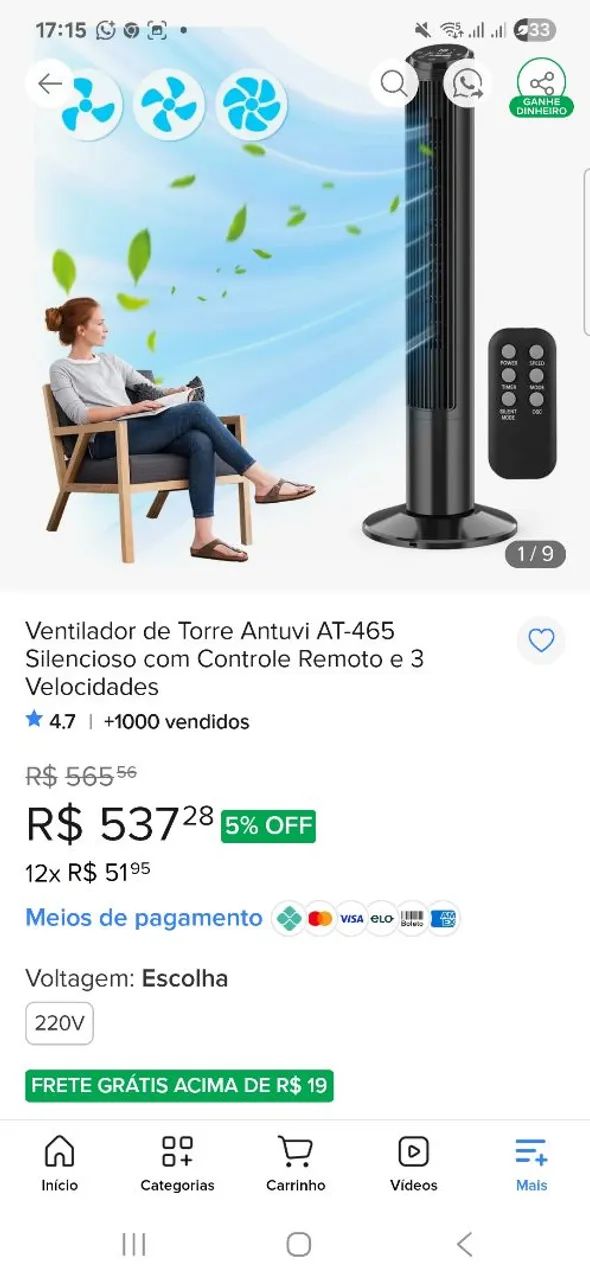 Ventilador torre antivírus moderno - Foto 3