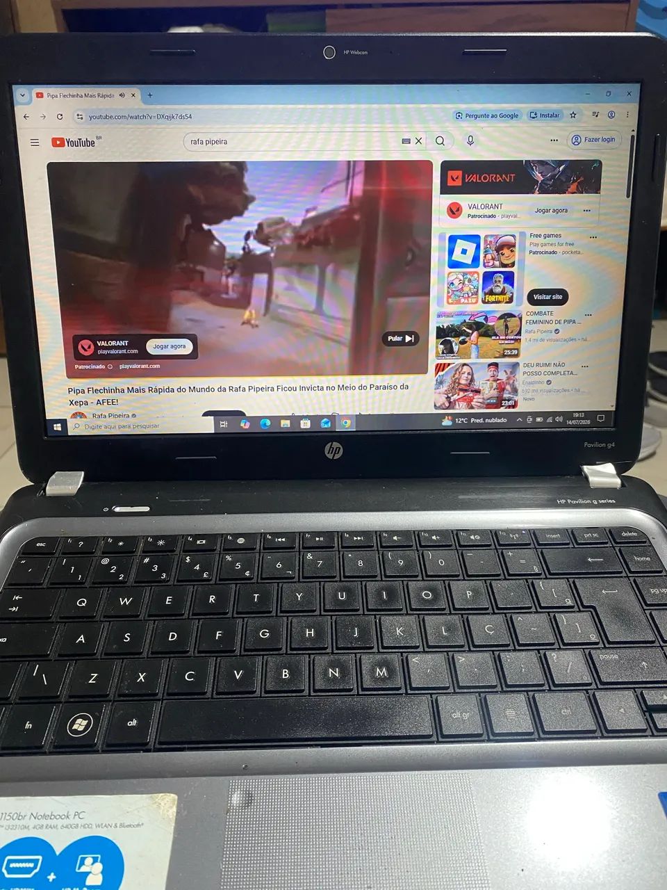 Notebook HP   I3 pavilion g4 