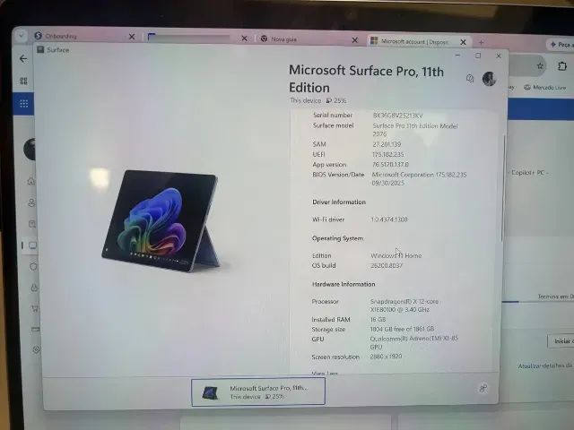 Surface Pro 11 Com Intel Ultra 5 16gb Ram Microsoft (Novo com caixa aberta) - Foto 2