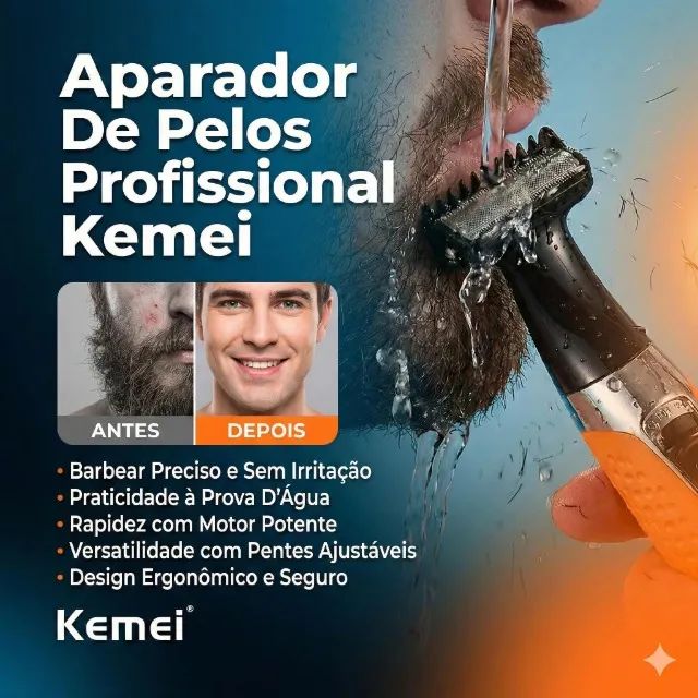 Aparador De Pelos Profissional Kemei KM-1910 A Prova D'Água - Foto 4