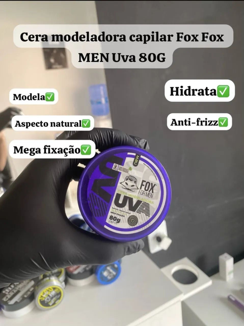 Cera modeladora Capilar Uva Fox For Men 80g - Foto 3