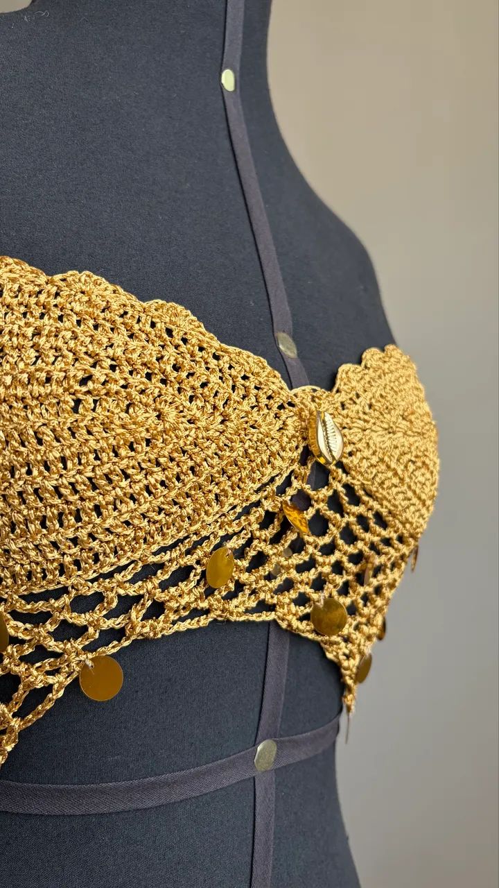 Top cropped de crochê  - Foto 3