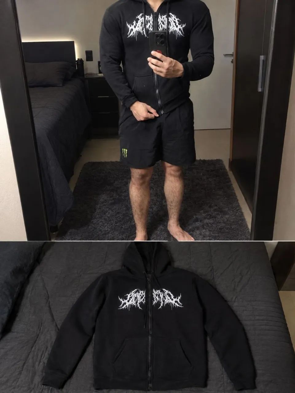 Moletom preto com zíper 