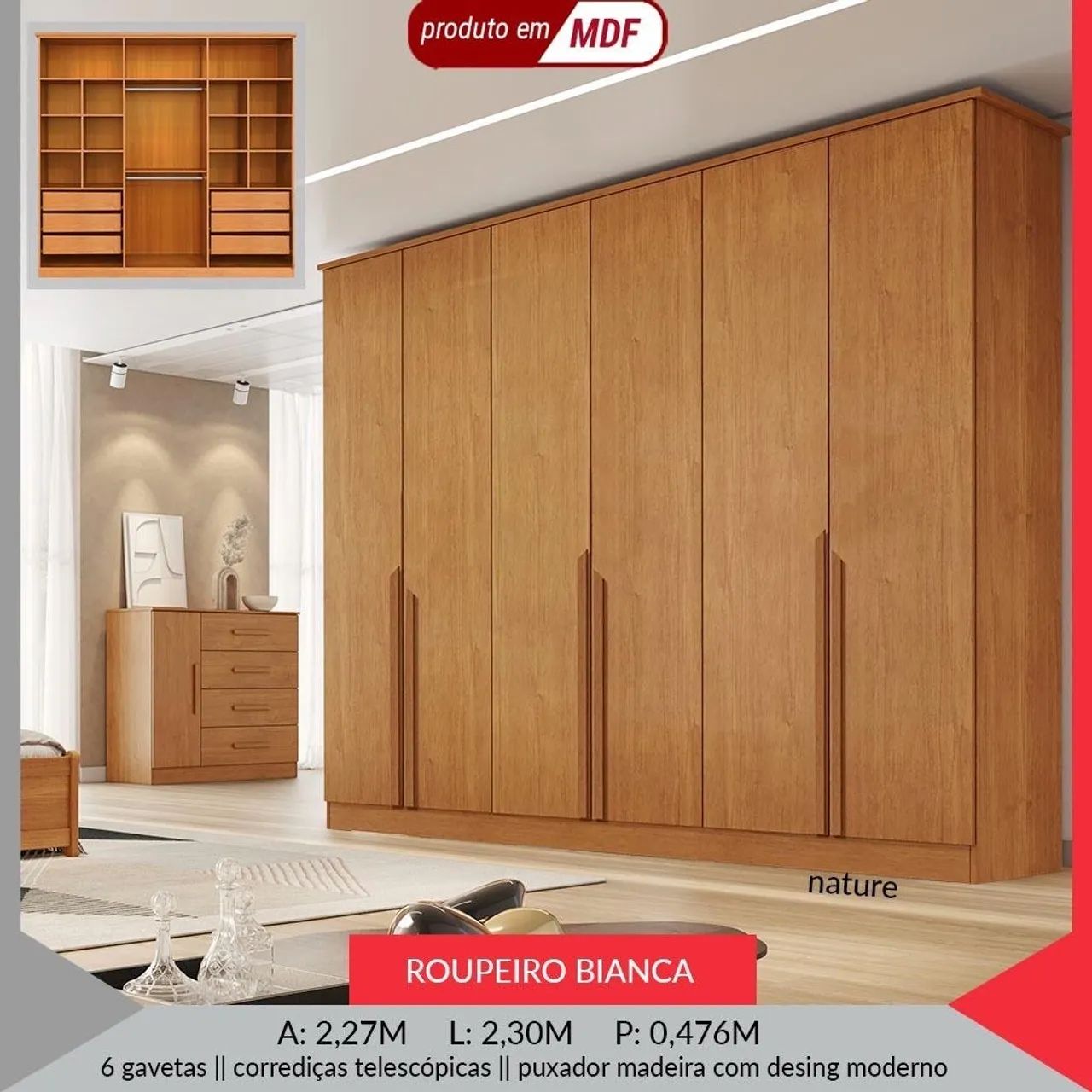 Guarda Roupa Bianca 100% MDF  - Foto 2