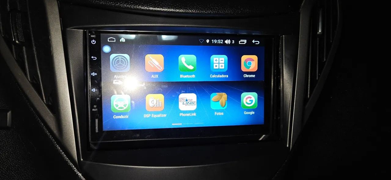 Central multimidia 7" android 9 com tv digital