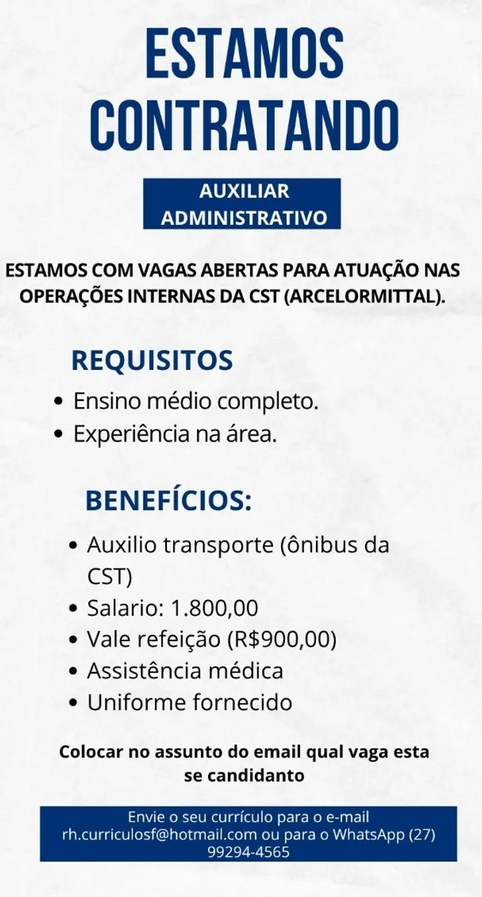 Precisa-se de Auxiliar Administrativo