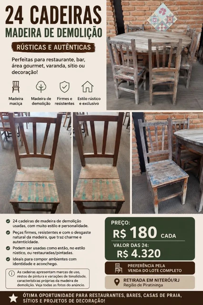 Cadeira madeira de demolição  - Foto 4
