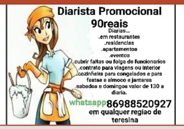Faço diarias promocional 90 reais