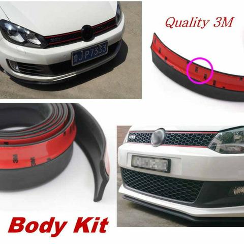 Front Lip Bumper De Borracha Adesivo Para Para-Choque Aerodinâmico 2.5 Metros - Preto