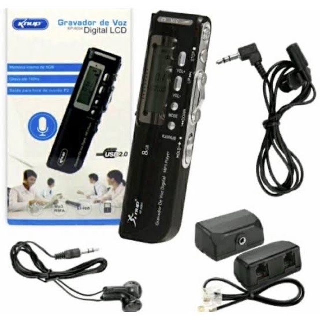 Gravador De Voz espião Digital Mp3 8gb Usb 2.0 - Knup - 8004