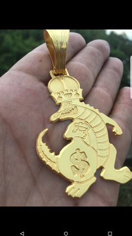 Cordão Friso S 8mm Lançamento jacaré ostentação  banho ouro 18k  - Foto 3