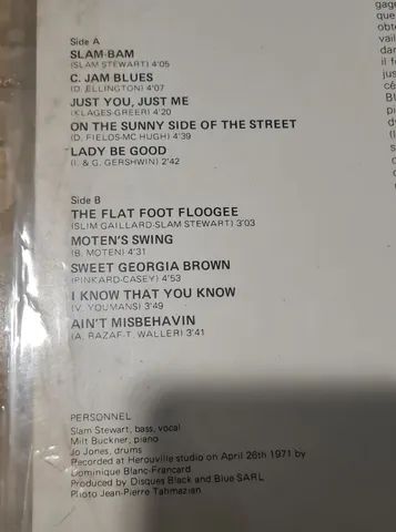 Disco LP Vinil Slam Sterwart com Milt Buckner e Jo Jones - Foto 2