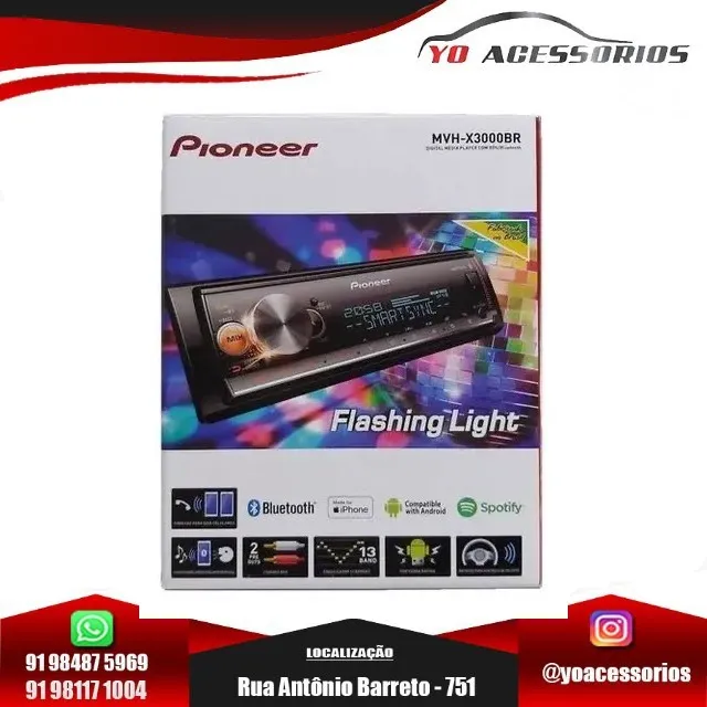 Pioneer Mvh-x3000br Bluetooth Spotify Usb Com Controle