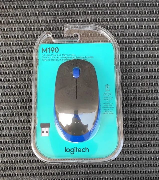 Mouse Sem Fio M190 Usb 1000 Dpi Preto/Azul - Logitech - Foto 6