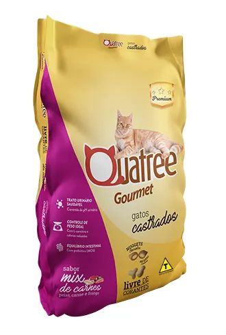 Ração Quatree Gourmet Gatos Castrados Mix de Carnes 3 kg, 10 kg e 20 kg - (Sem Corantes)