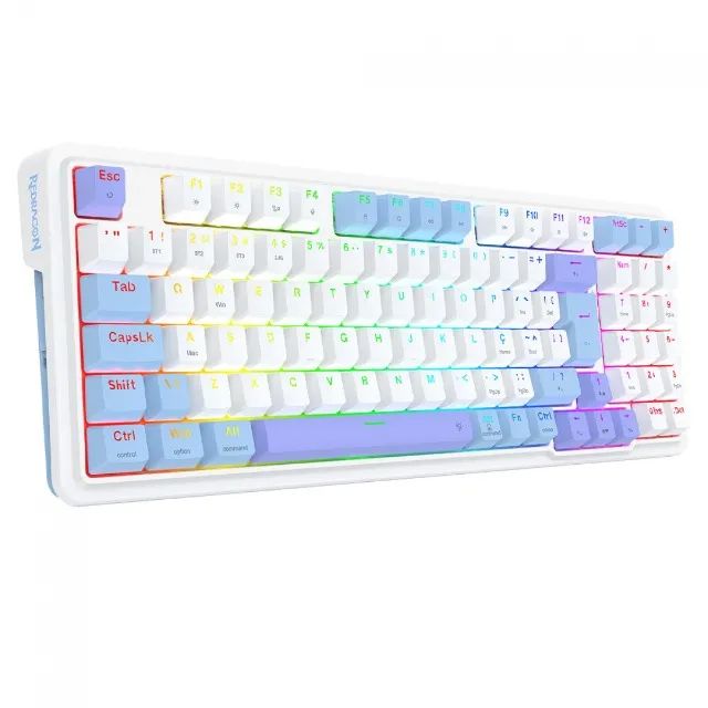 Teclado Mecânico 98% Redragon Gloria Pro White/Blue RGB Bluetooth/Wireless - WZetta - Foto 4