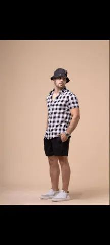 Camisa manga curta em viscolinho 