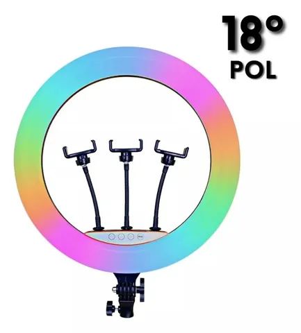 Ring Light 18 Polegada 45cm Colorida Rgb Com Touch Tripe 2m - Foto 4