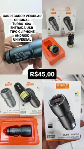 Carregador veicular 60w 9.1 carga rápida turbo tipoc usb